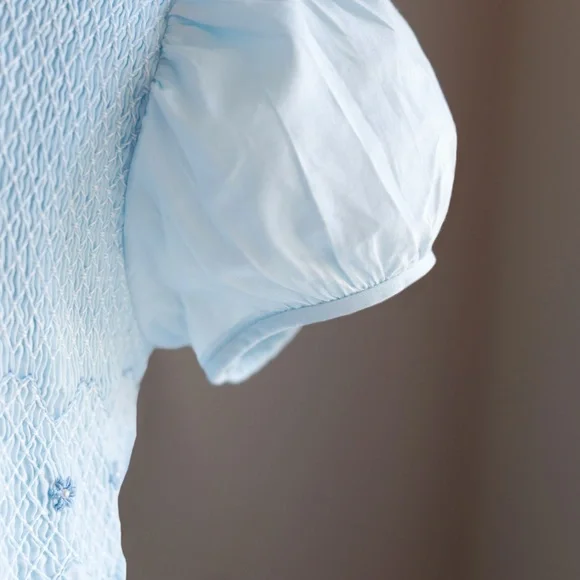 Strasburg Dress Hand Smocked Blue Special Occasion Mint Condition LOVELY - Picture 4 of 10